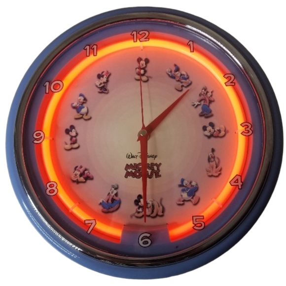 Walt Disney Mickey Mouse And Friends Neon Wall Clock 12" Collector - Picture 1 of 11